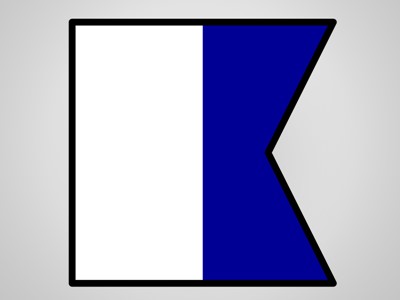 Drawing of white and blue dive flag